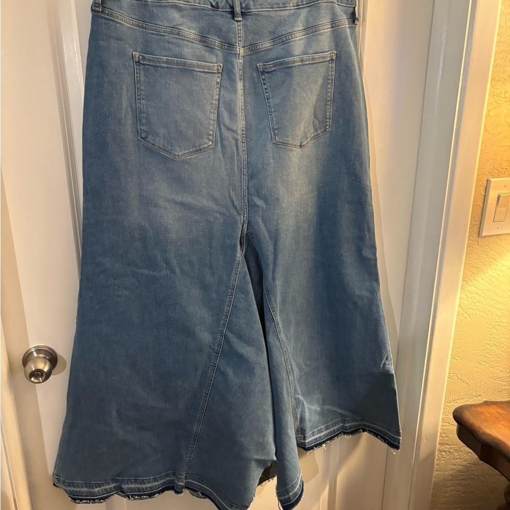 Ashley Graham Blue Denim Maxi Skirt Jeans with Flared Panel Sz 18W NWT - Picture 5 of 9